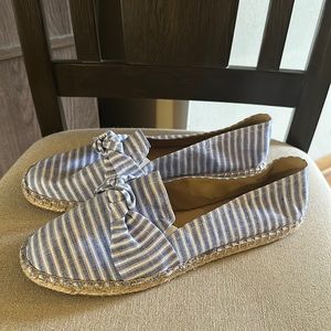 Talbots Women’s Striped Knotted Espadrille Flats Blue White Size 10.5
